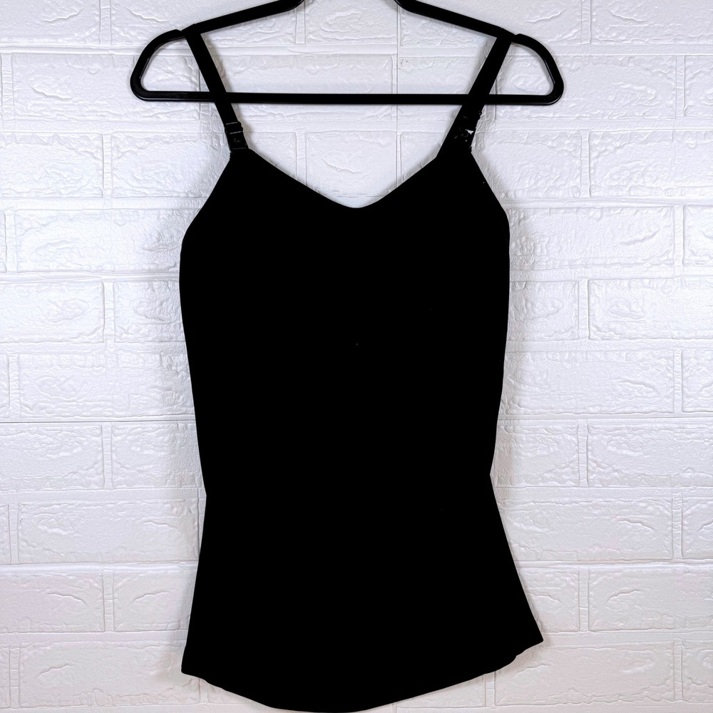 Maternity Nursing Camisole Women Large Black Seamless Clip Down Tank Top